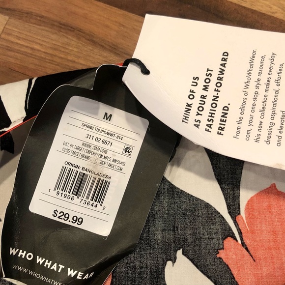 Who What Wear Sz. Medium NWT Wrap Shirt Black, White, Tangerine - Picture 11 of 14